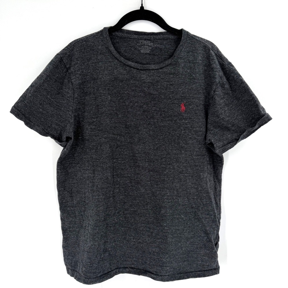 Polo Ralph Lauren T-Shirt Mens M Grey Custom Slim Fit Red Pony Classic Preppy‎